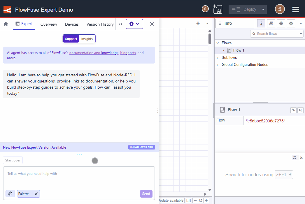 FlowFuse Expert update banner